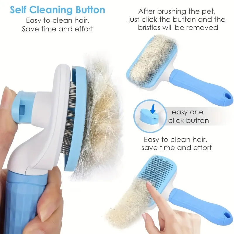 One-Button Pet Deshedding Brush