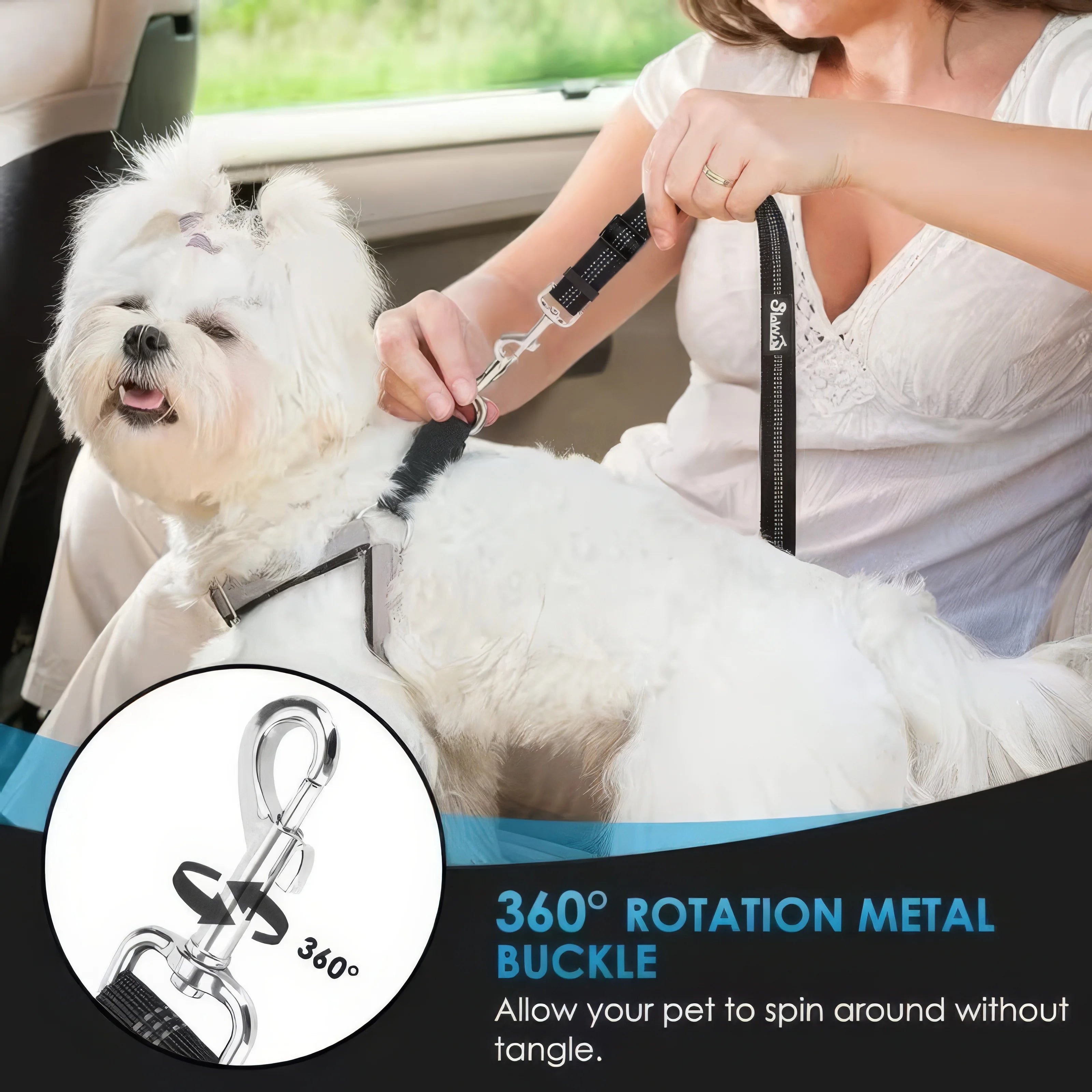 Car safety restraint strap for dogs