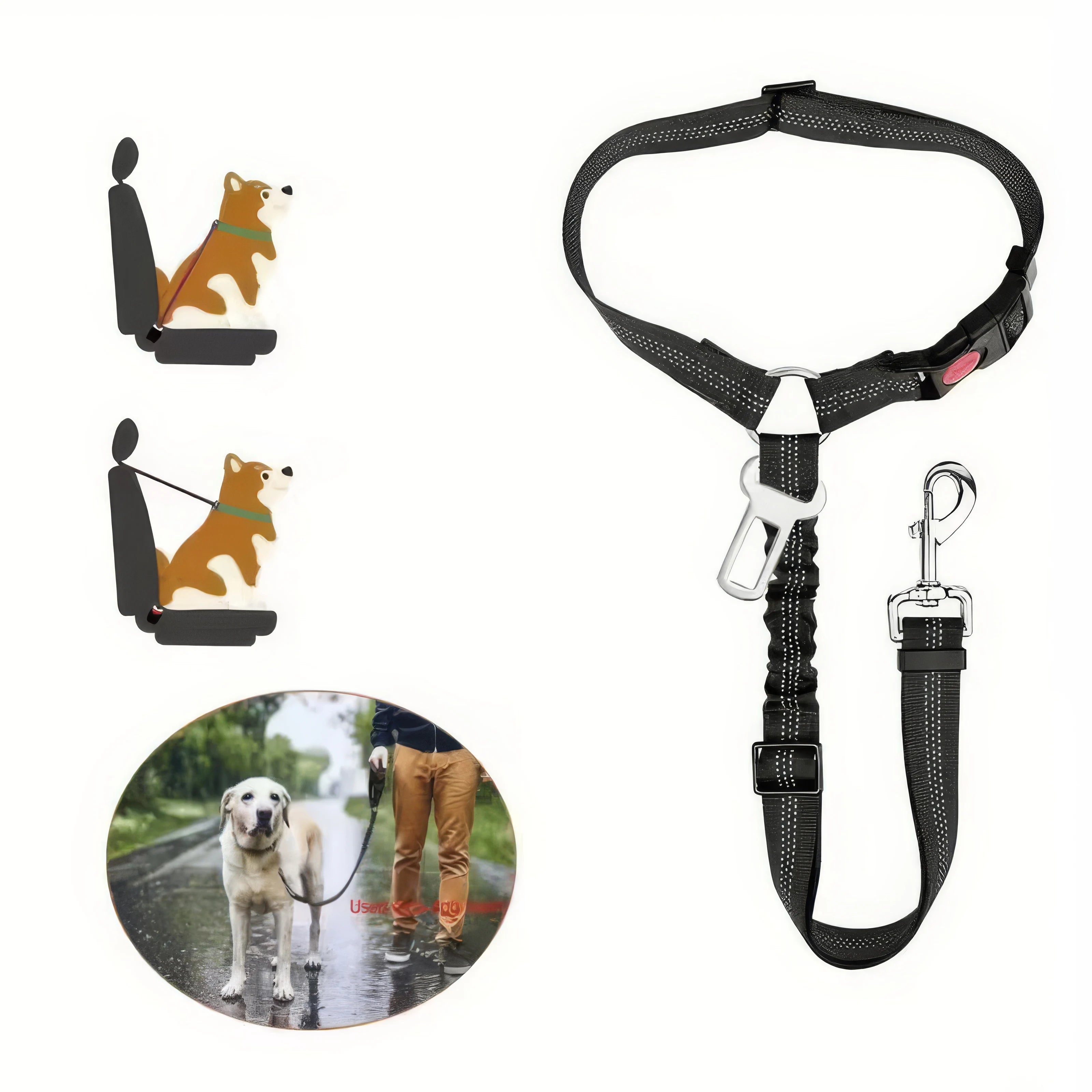 Car safety restraint strap for dogs