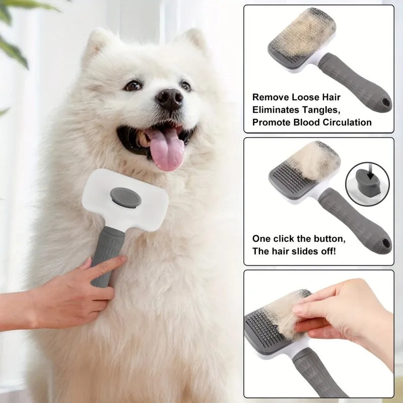 One-Button Pet Deshedding Brush