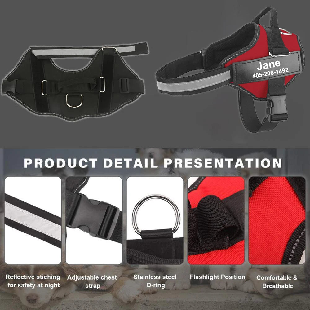 Reflective, No Pull personalized  Dog Harness