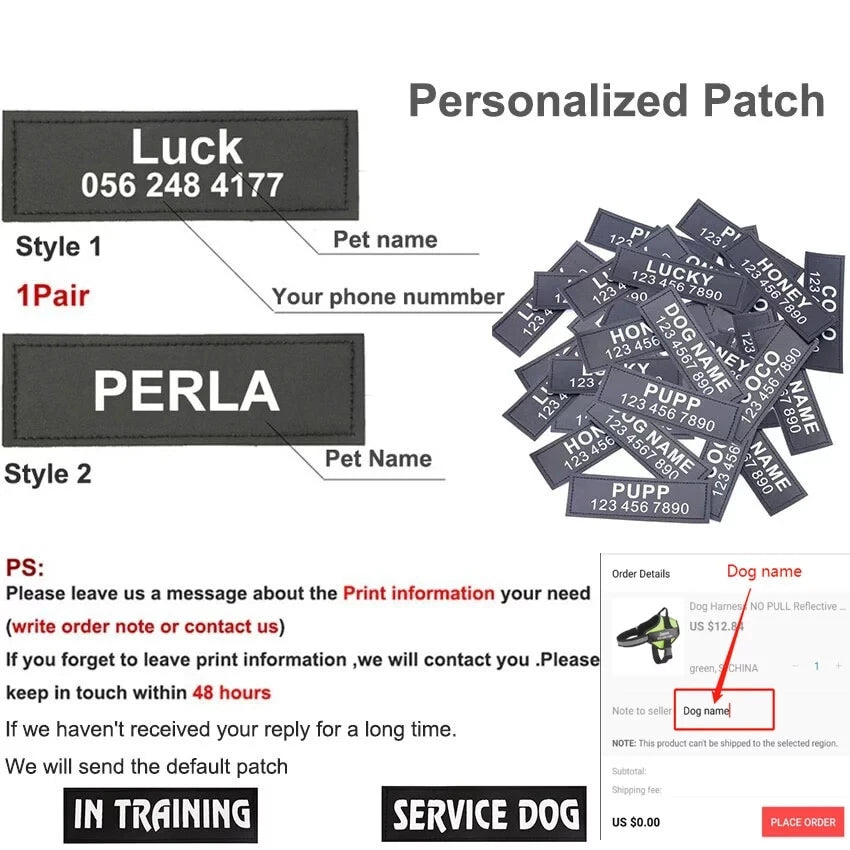 Reflective, No Pull personalized  Dog Harness