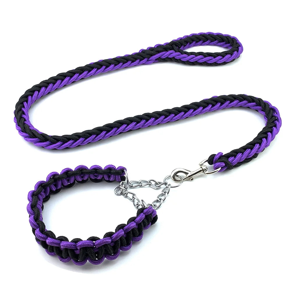 Nylon Braided Dog Collar And Leash