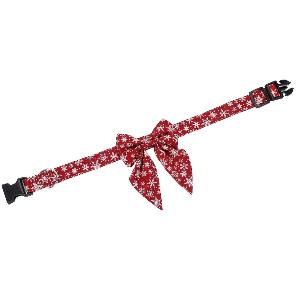 Christmas Snowflake Dog Bow Collars