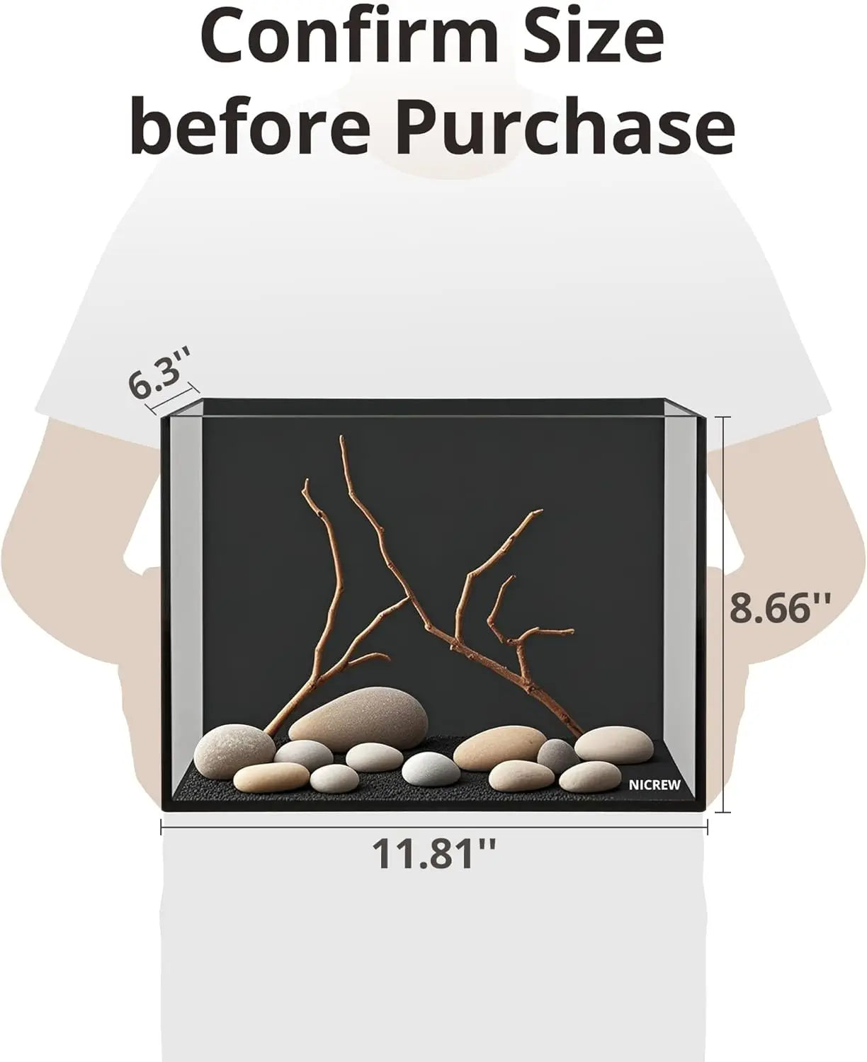 Ultra-Clear Rimless Desktop Aquarium Kit with Light, Filter, Gravel & Rocks