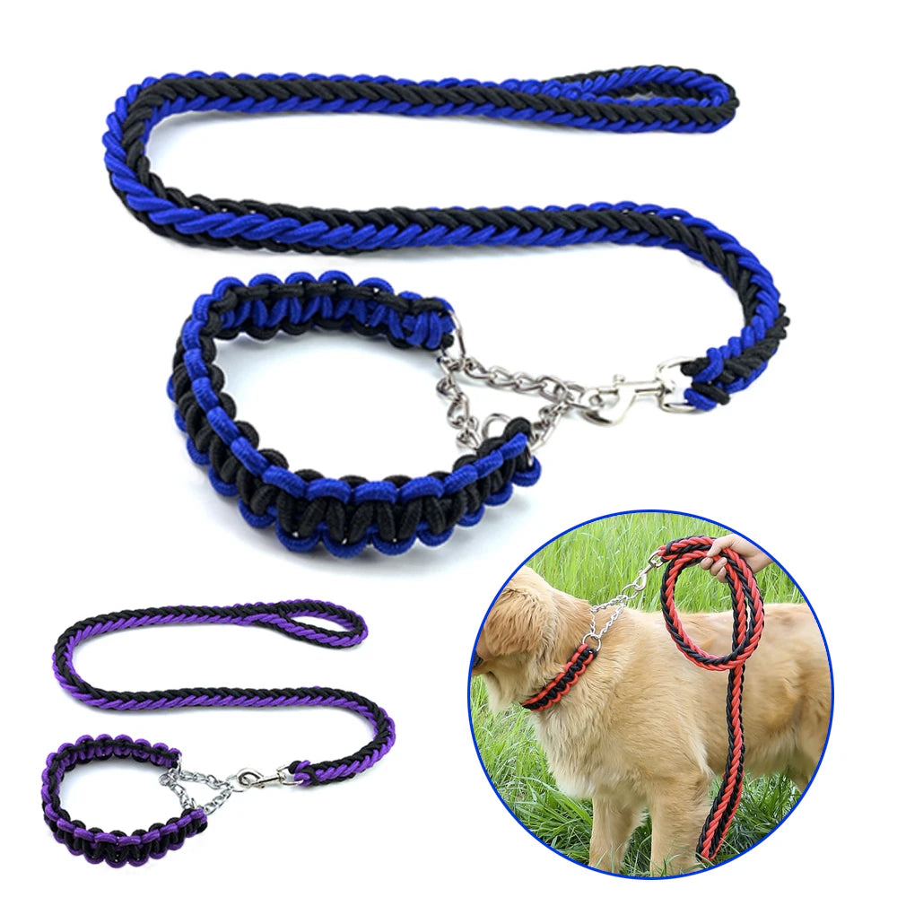 Nylon Braided Dog Collar And Leash