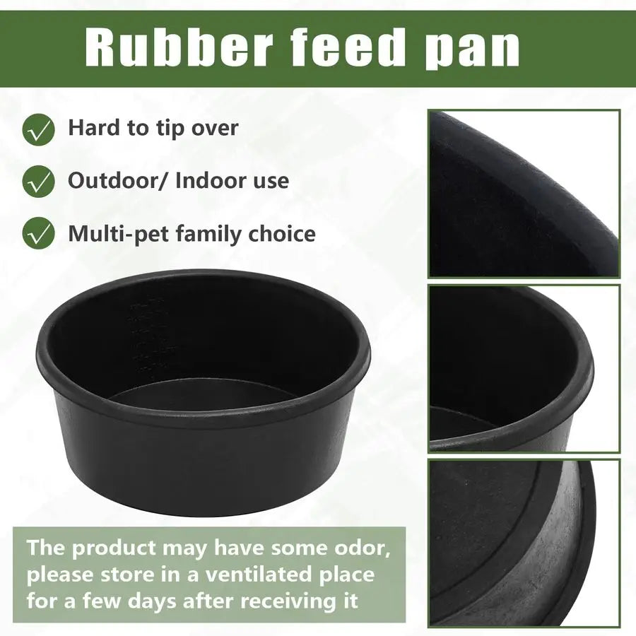4 Pcs Rubber Livestock Feeder Pans