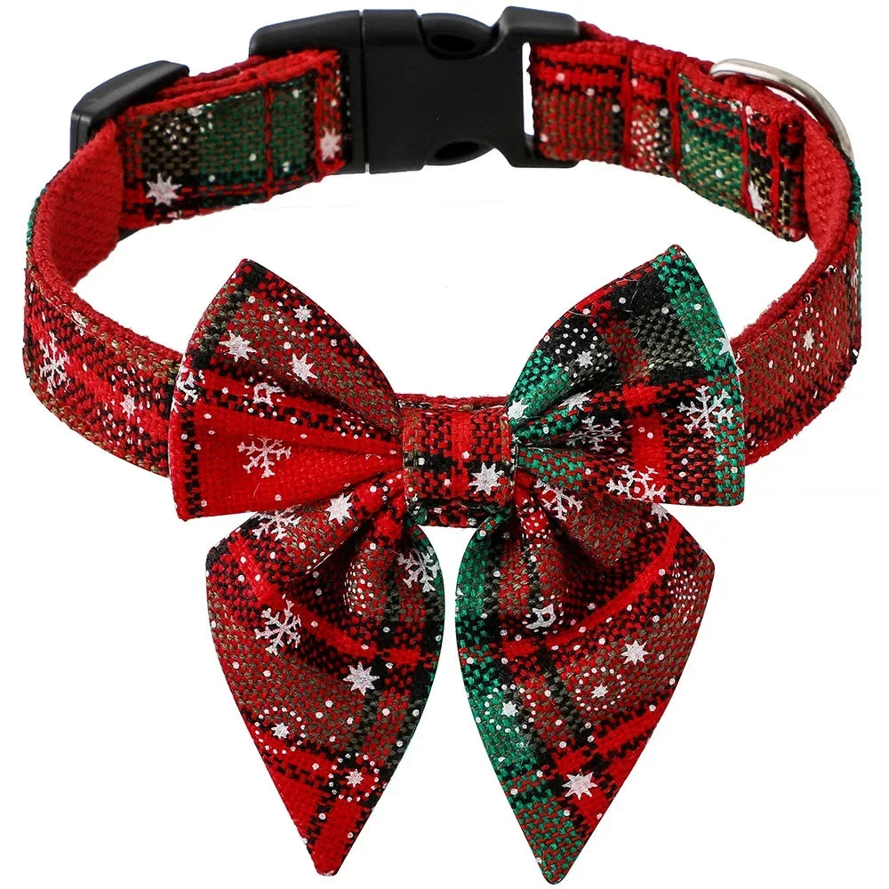 Christmas Snowflake Dog Bow Collars