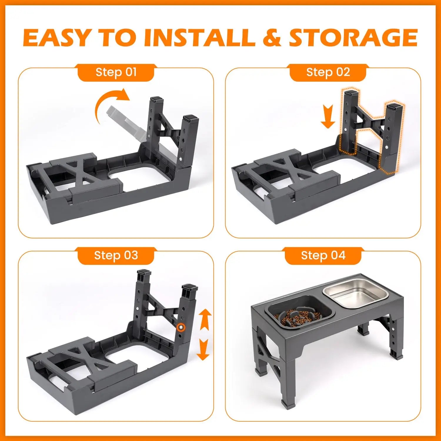 2-in-1 Elevated Slow Feeder Dog Bowls