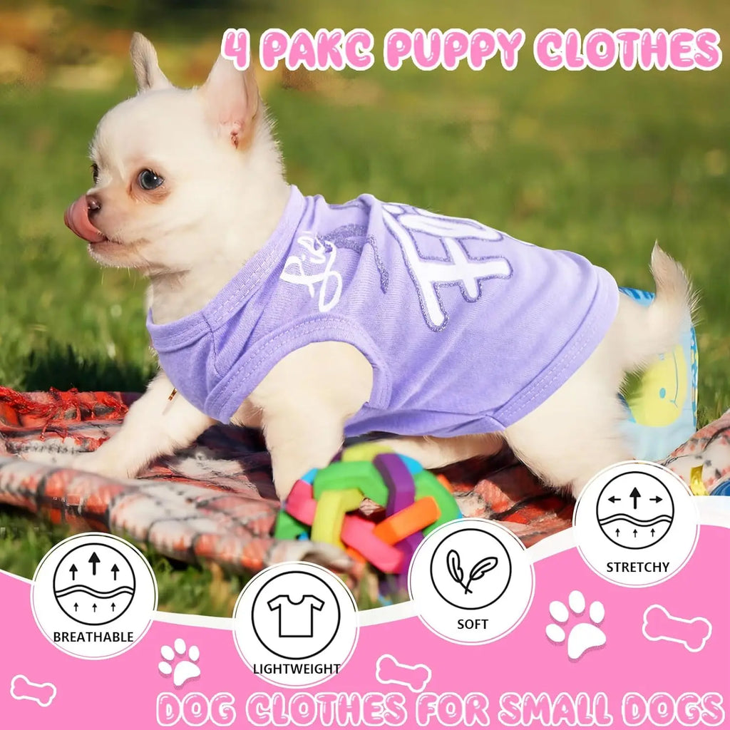 4 Pieces Pink Dog Clothes for Small dogs