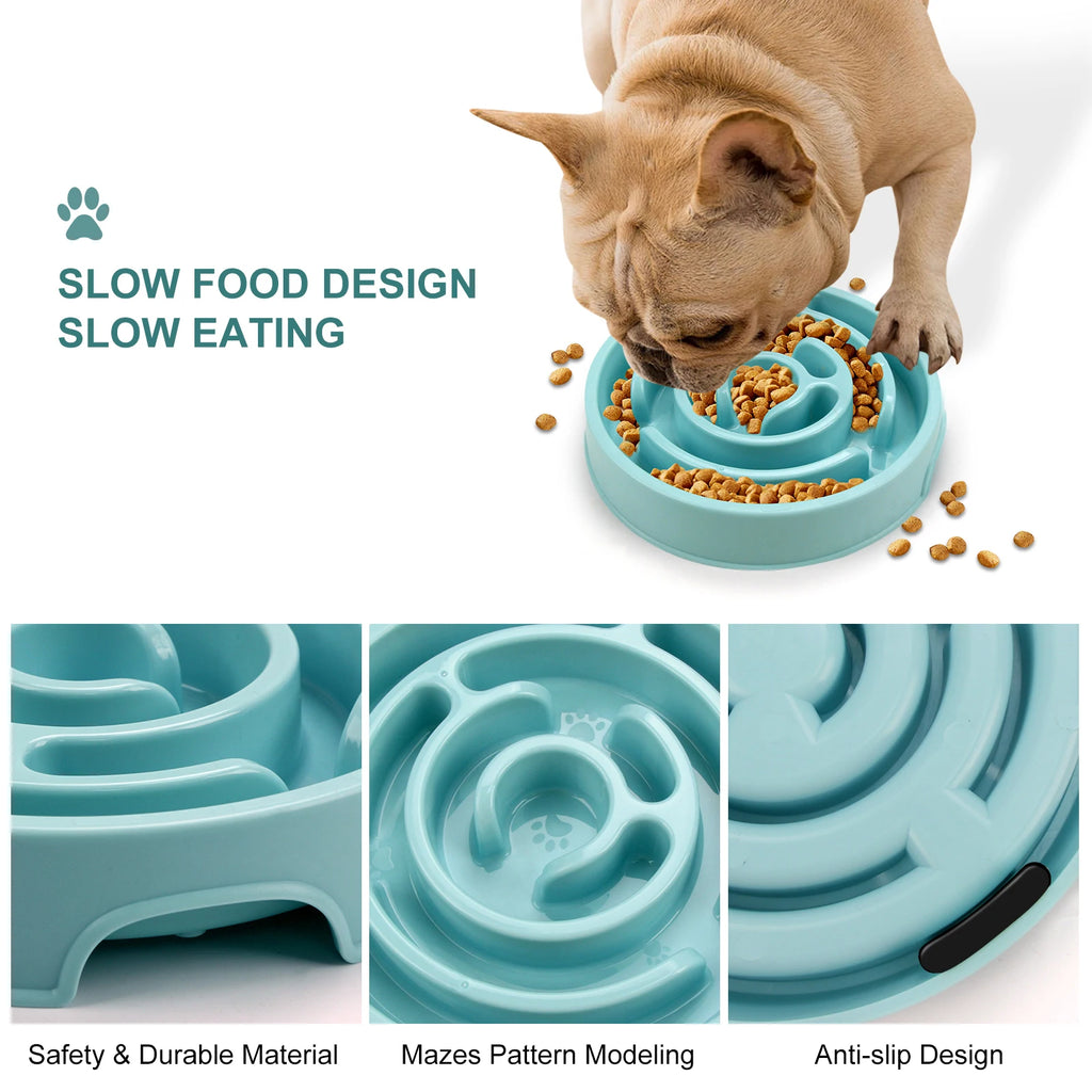 Non Slip Anti-Gulping Slower feeder bowl for Dogs and Cats