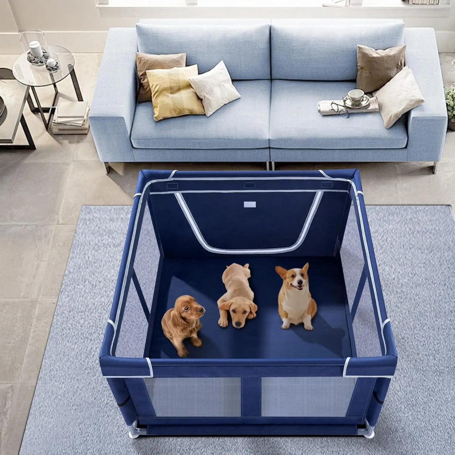 Indoor Dog Playpen with Gate, 42x42x25