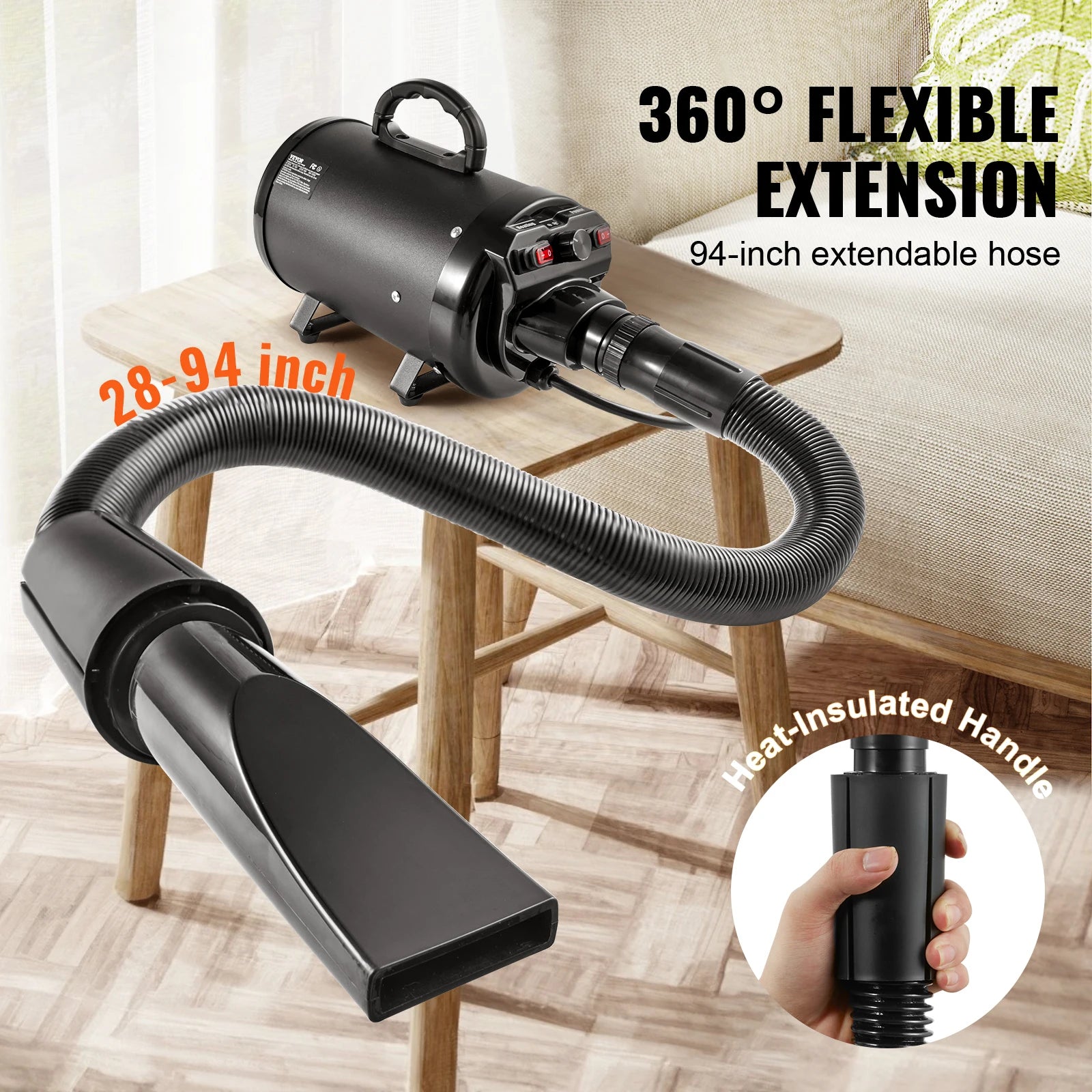 2000W/2.7HP Dog Hair Blow Dryer Adjustable Speed