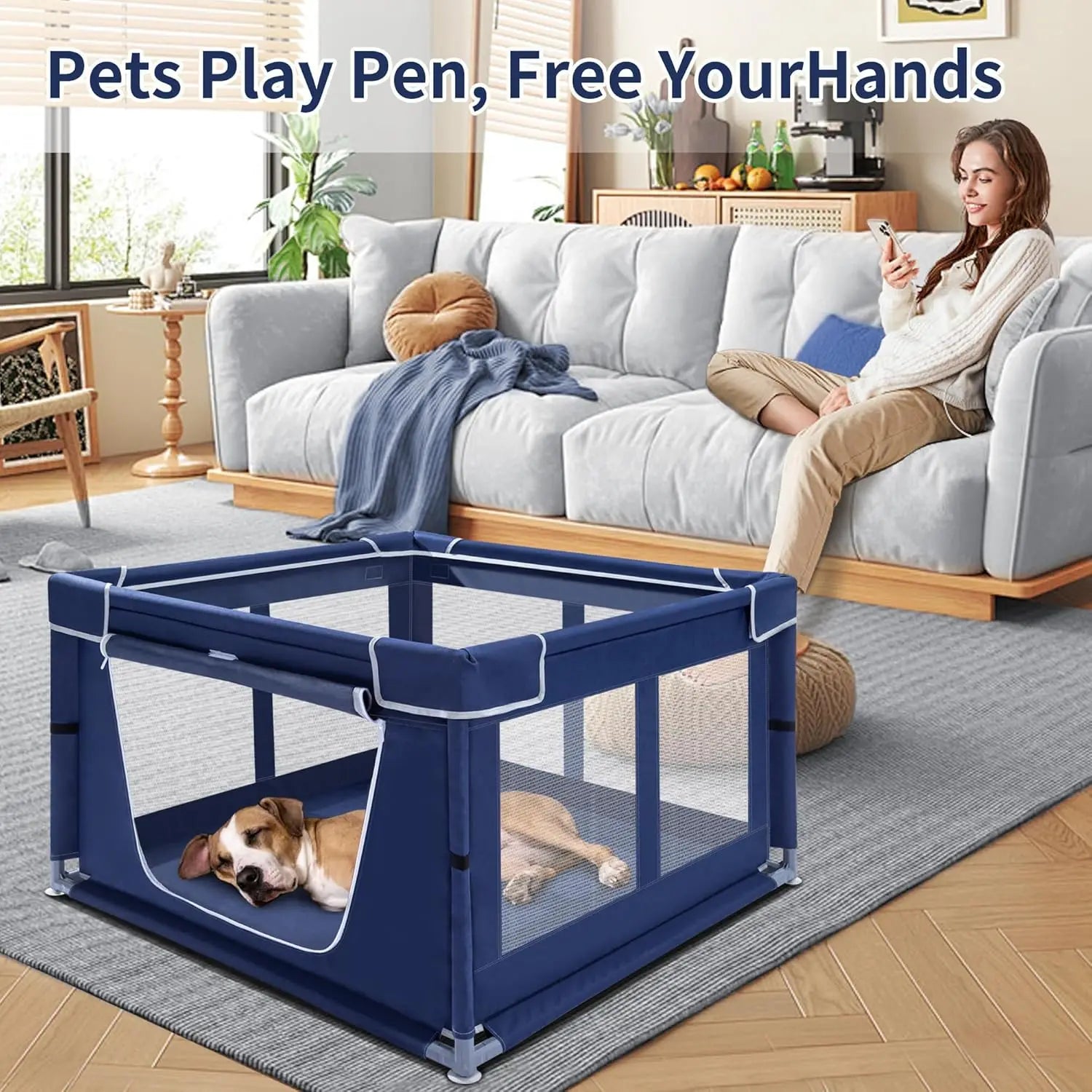 Indoor Dog Playpen with Gate, 42x42x25