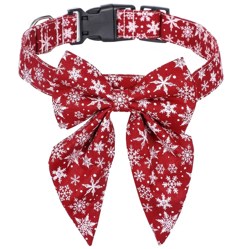 Christmas Snowflake Dog Bow Collars