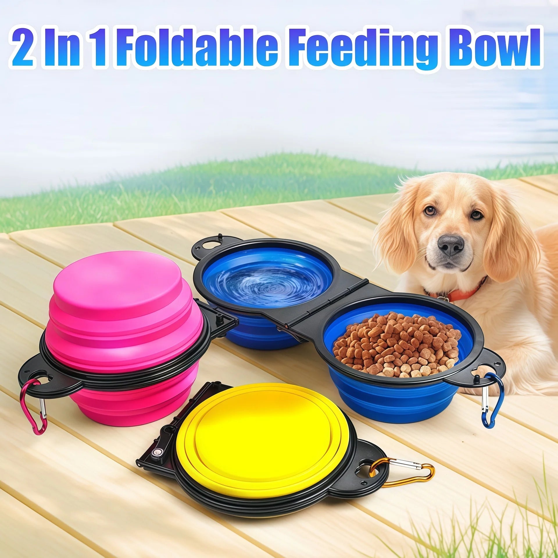 2 in 1 Collapsible Dog Travel Bowl