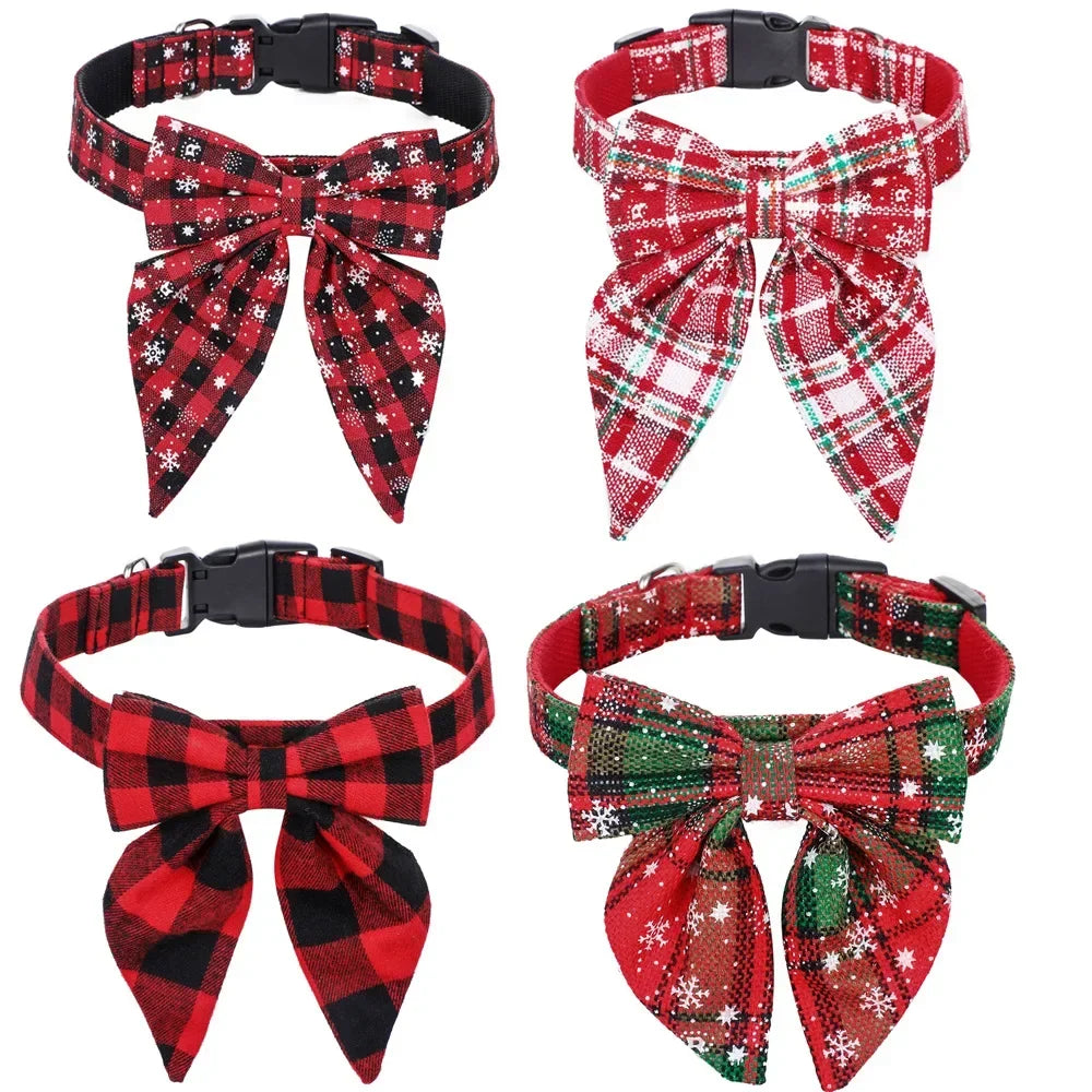 Christmas Snowflake Dog Bow Collars