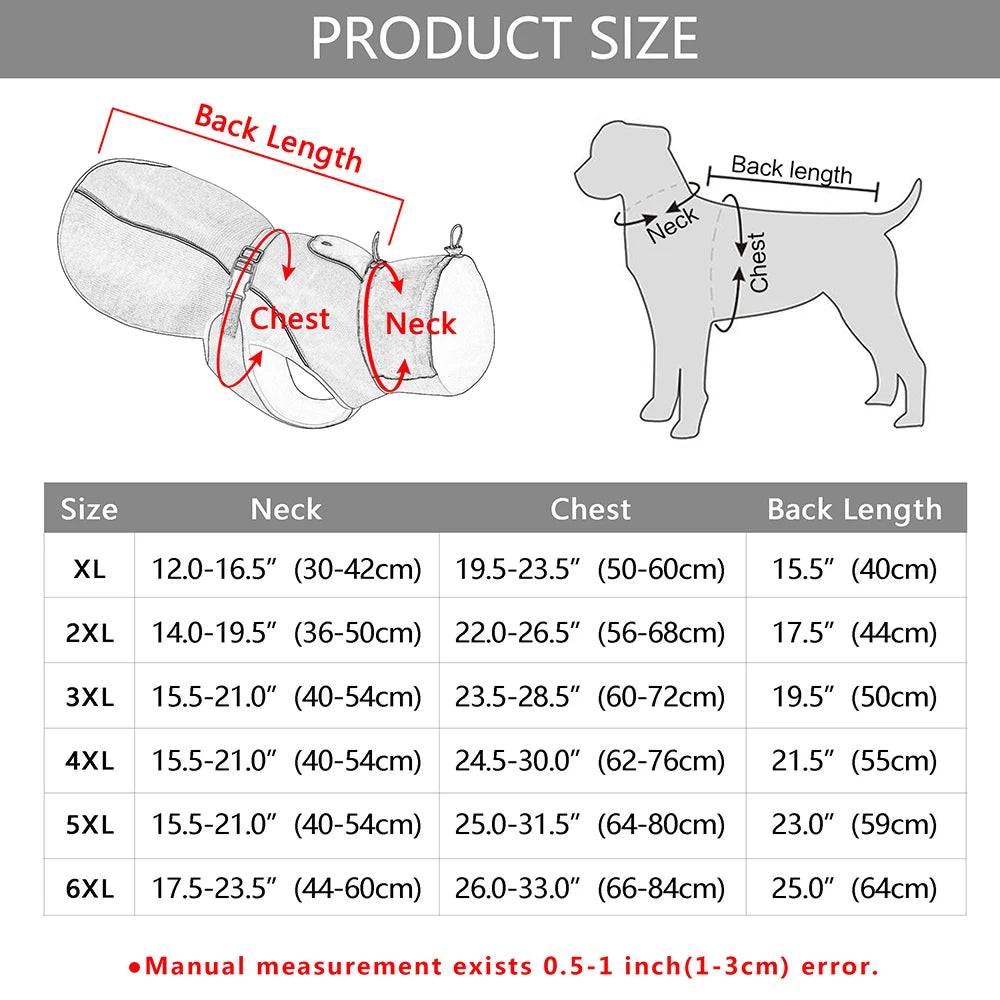 Waterproof Big, Warm Dog Jacket For Medium/ Large Dogs XL-6XL