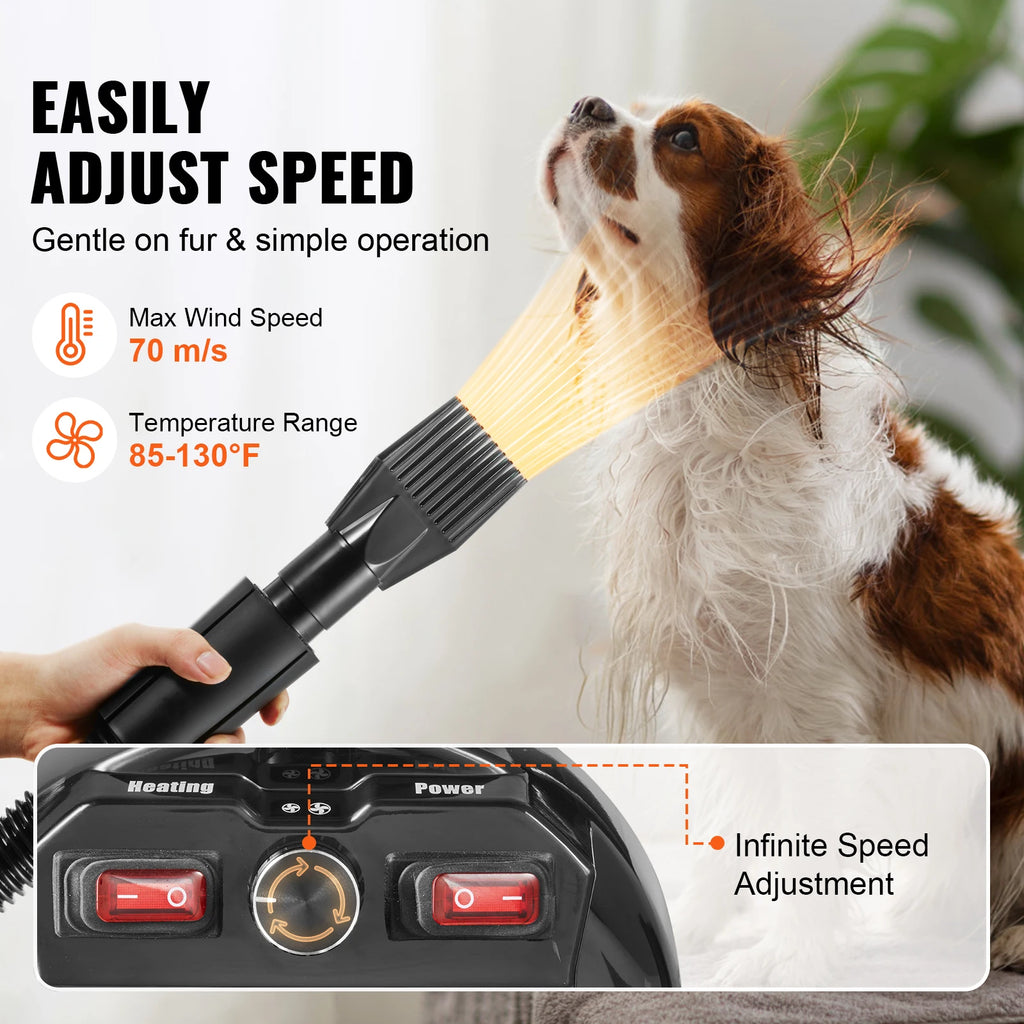 2000W/2.7HP Dog Hair Blow Dryer Adjustable Speed