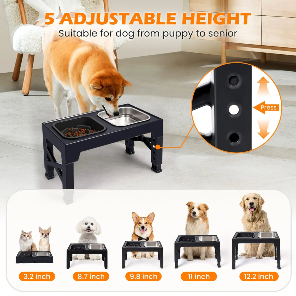 2-in-1 Elevated Slow Feeder Dog Bowls