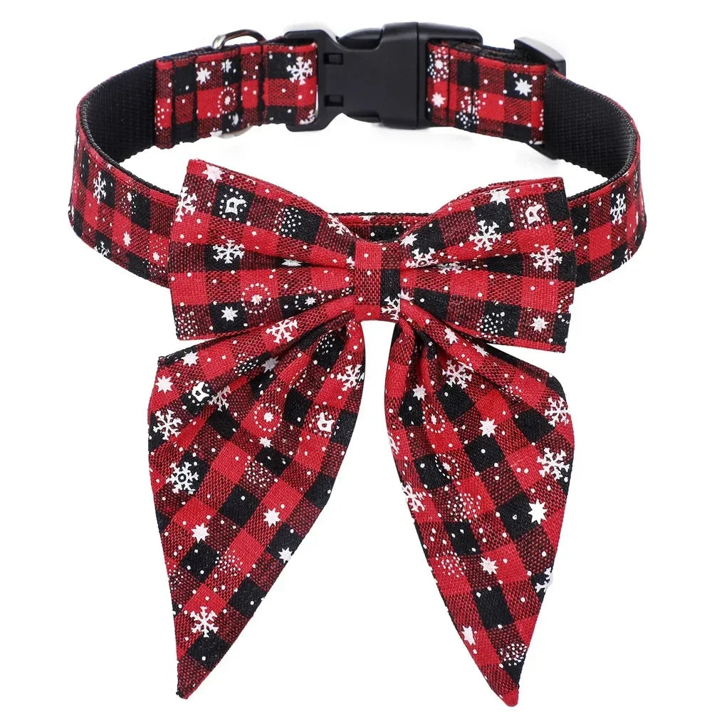 Christmas Snowflake Dog Bow Collars
