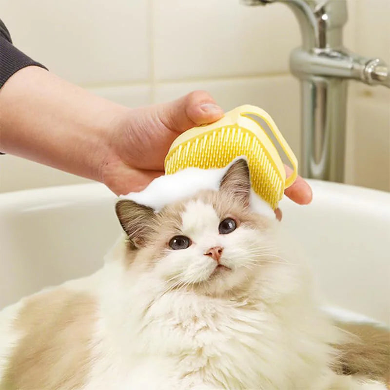 Pet Bathing Brush with Built-in Soap Dispenser