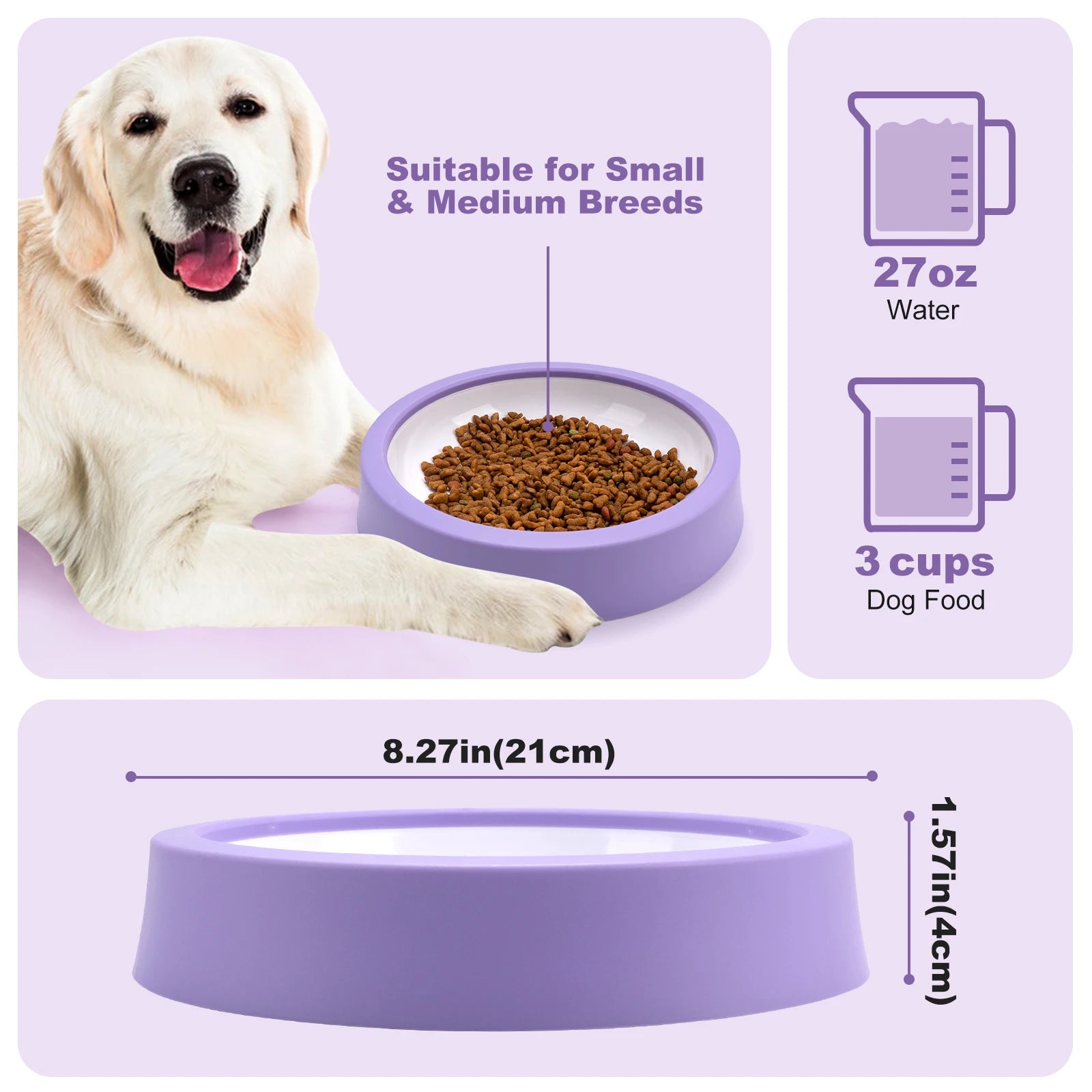 Non Slip Anti-Gulping Slower feeder bowl for Dogs and Cats