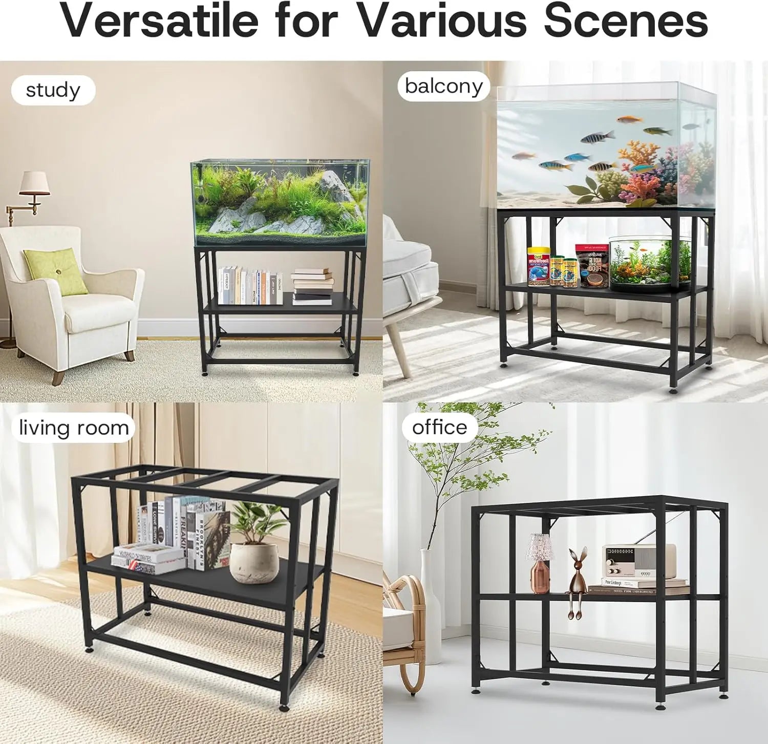 Heavy Duty 40 Gallon Aquarium Stand with 2-Tier Shelves, 660LBS Capacity