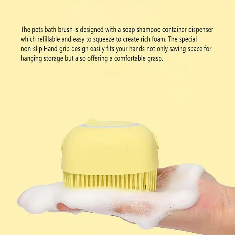 Pet Bathing Brush with Built-in Soap Dispenser