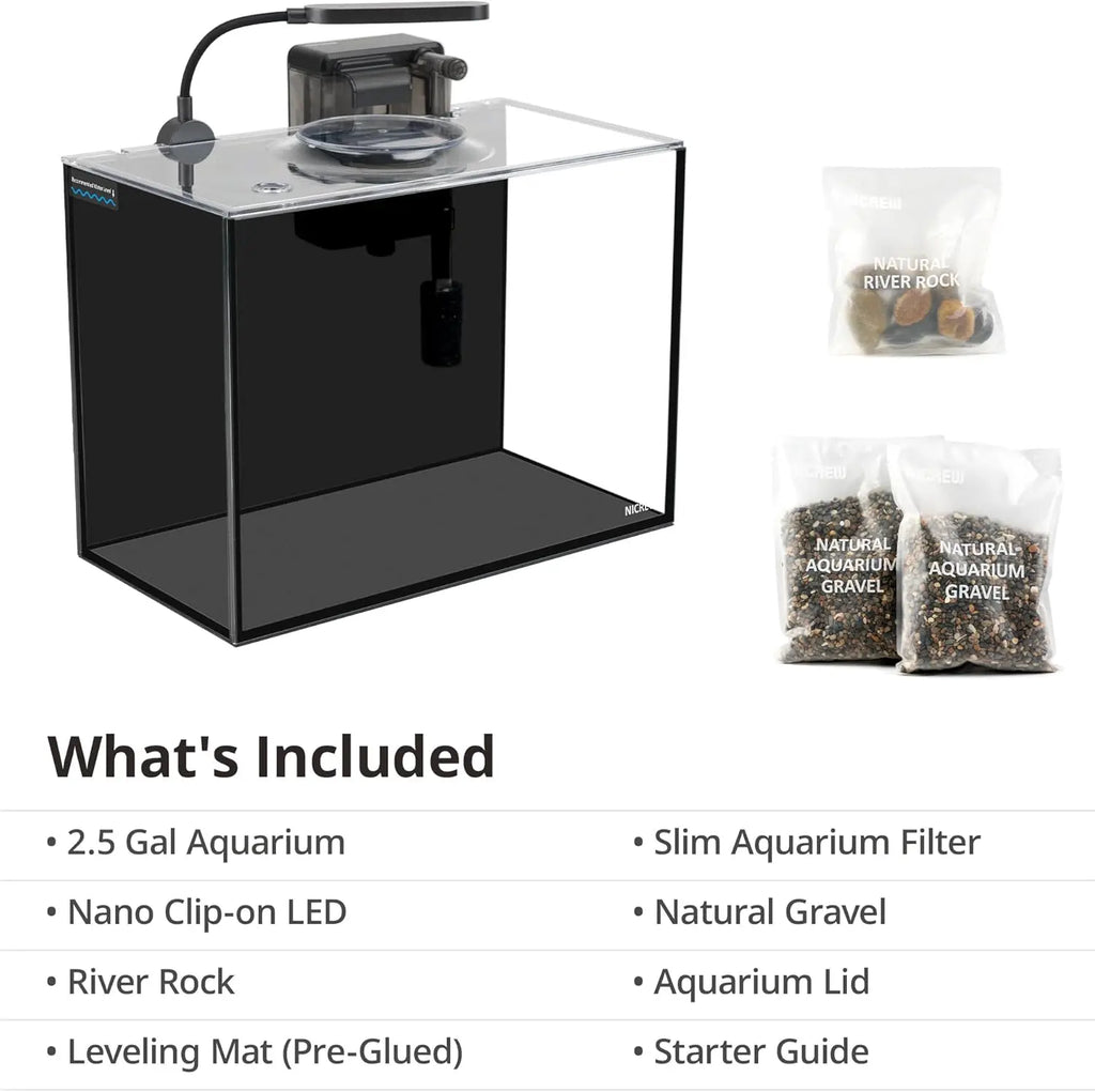 Ultra-Clear Rimless Desktop Aquarium Kit with Light, Filter, Gravel & Rocks