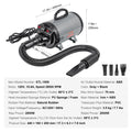 2000W/2.7HP Dog Hair Blow Dryer Adjustable Speed
