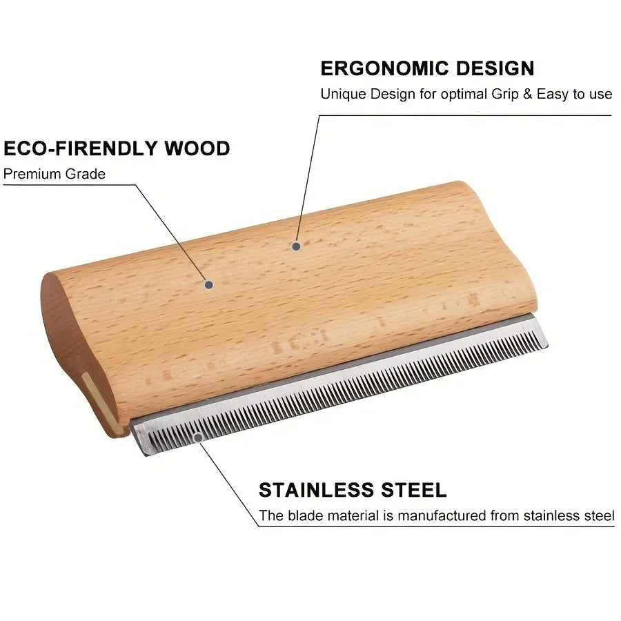 Wooden Cat, Dog, and Horse Shedding Tool