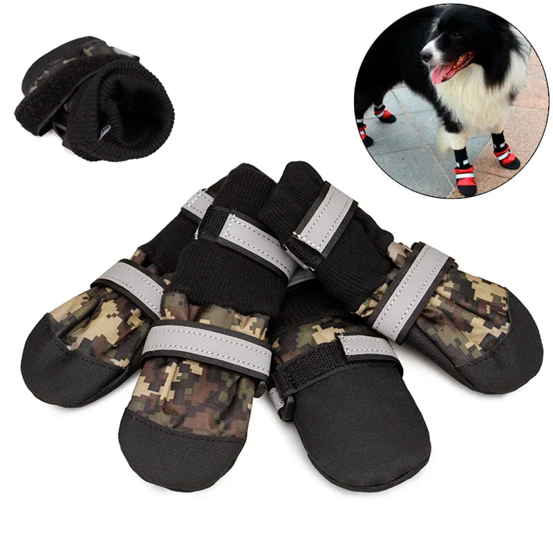 Waterproof Anti Slip Dog High Shoes Camouflage Reflective