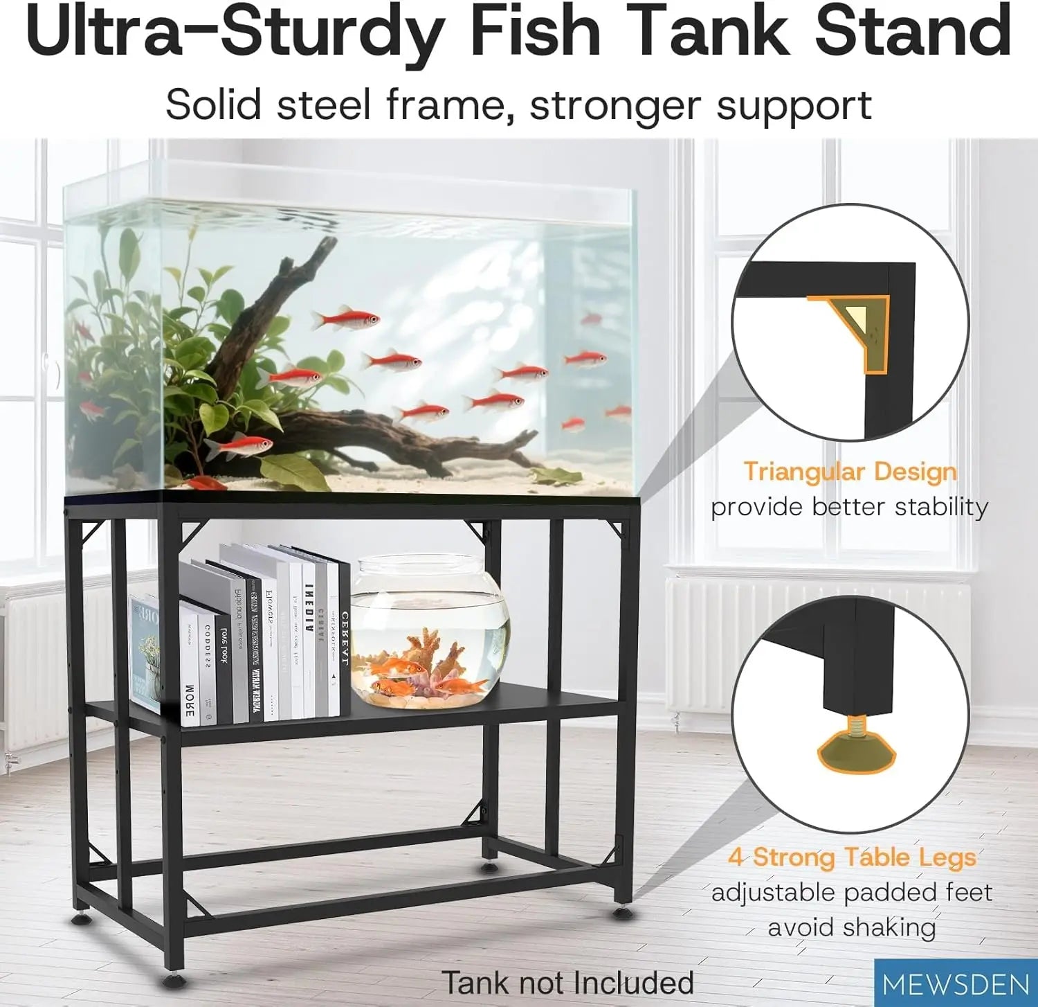 Heavy Duty 40 Gallon Aquarium Stand with 2-Tier Shelves, 660LBS Capacity