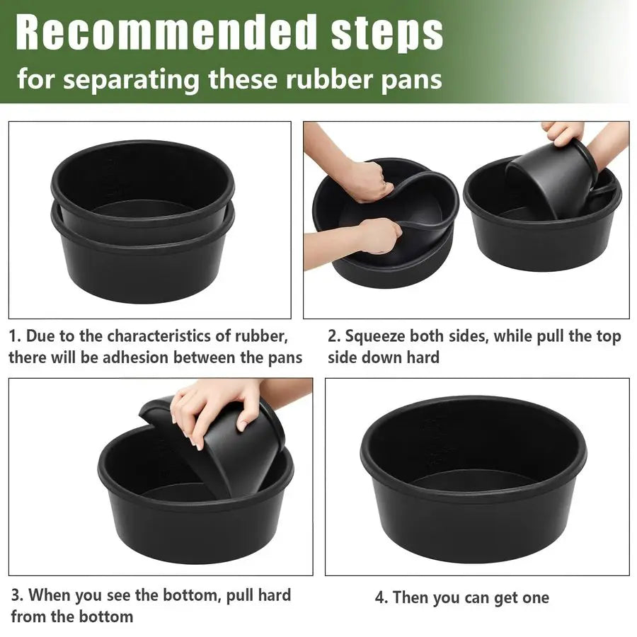 4 Pcs Rubber Livestock Feeder Pans