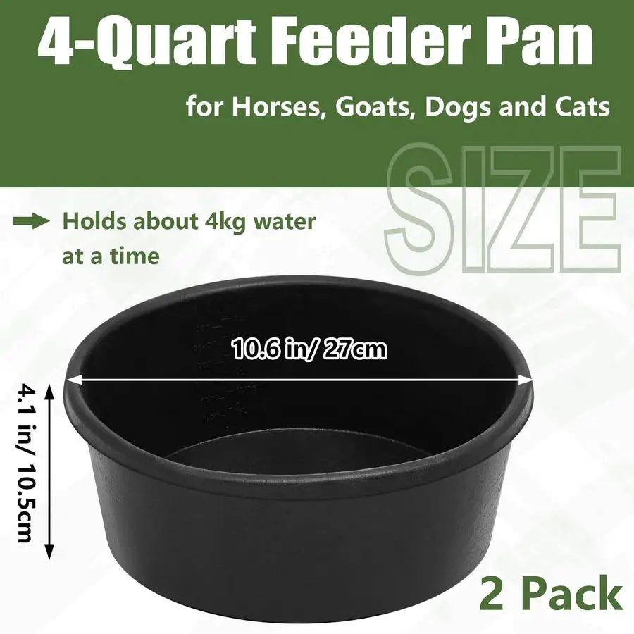4 Pcs Rubber Livestock Feeder Pans
