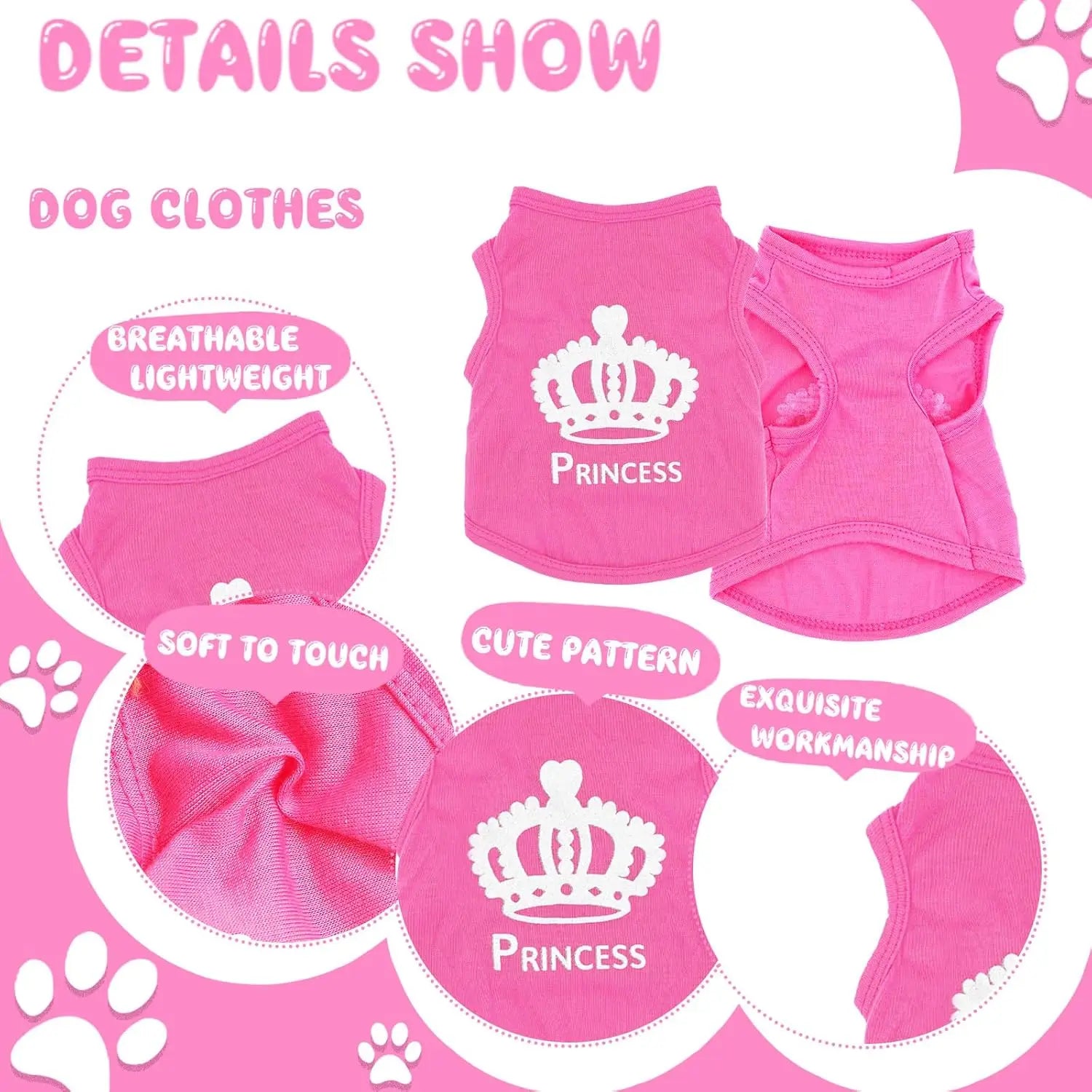 4 Pieces Pink Dog Clothes for Small dogs