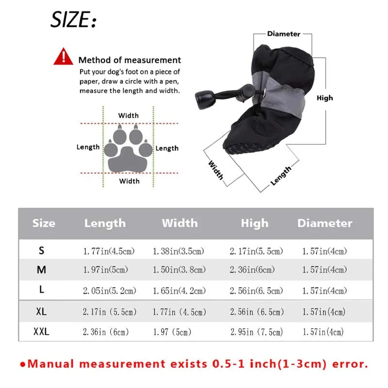 waterproof 4pcs Antiskid Puppy Shoes