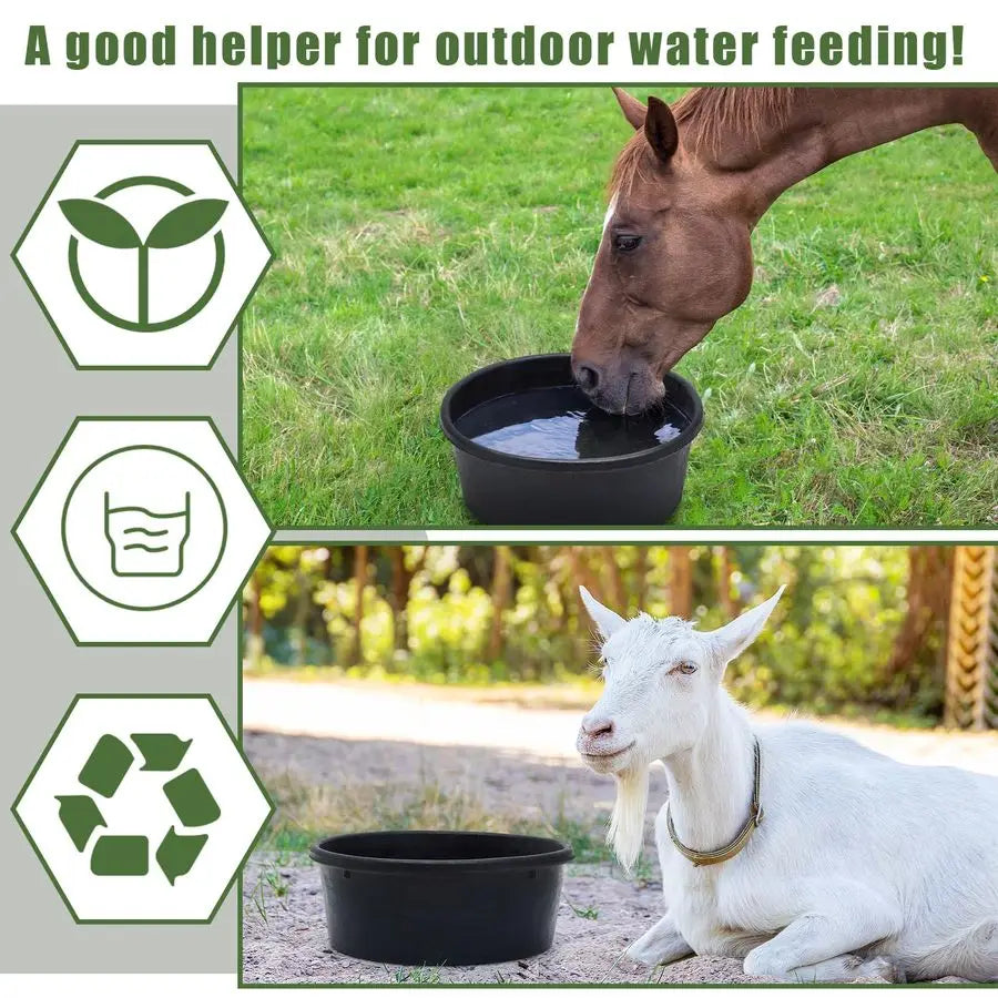 4 Pcs Rubber Livestock Feeder Pans