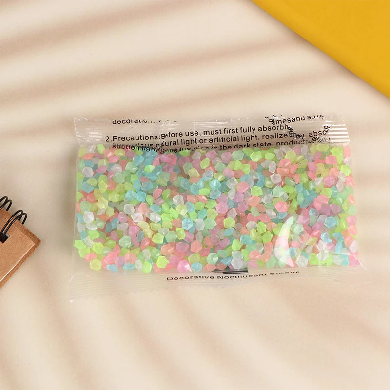 1000pcs Luminous Sand Glow In Dark Pebbles Stone, Lawn or Fish Tank Aquarium Decor 3-5mm