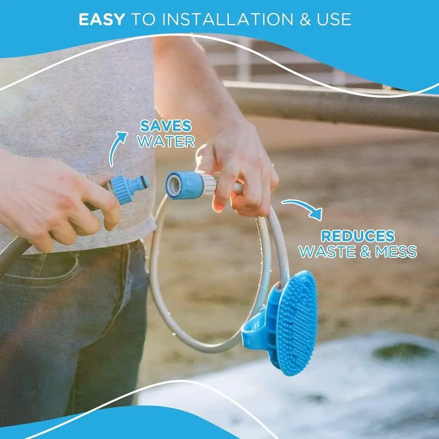 5 in 1 Pet Bath Brush, with 3ft Shower Hose Attachment