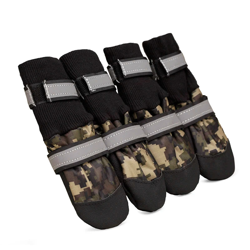 Waterproof Anti Slip Dog High Shoes Camouflage Reflective
