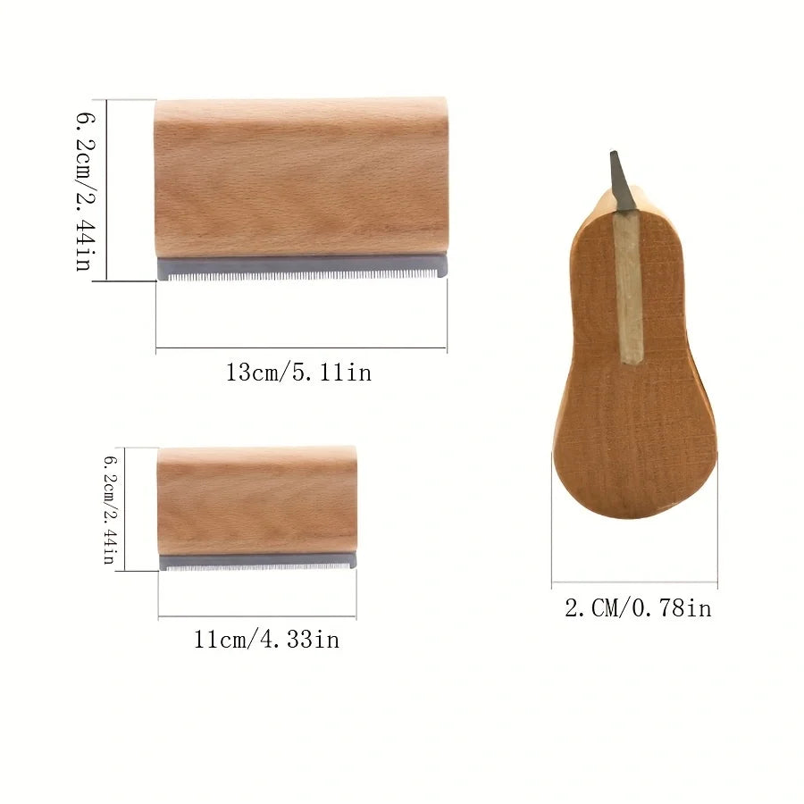 Wooden Cat, Dog, and Horse Shedding Tool